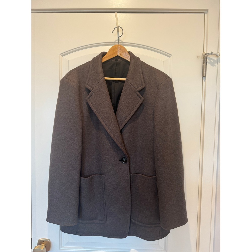 Uniqlo U Wool Blend Blazer Jacket Minimalist Modern Style Brown Size M